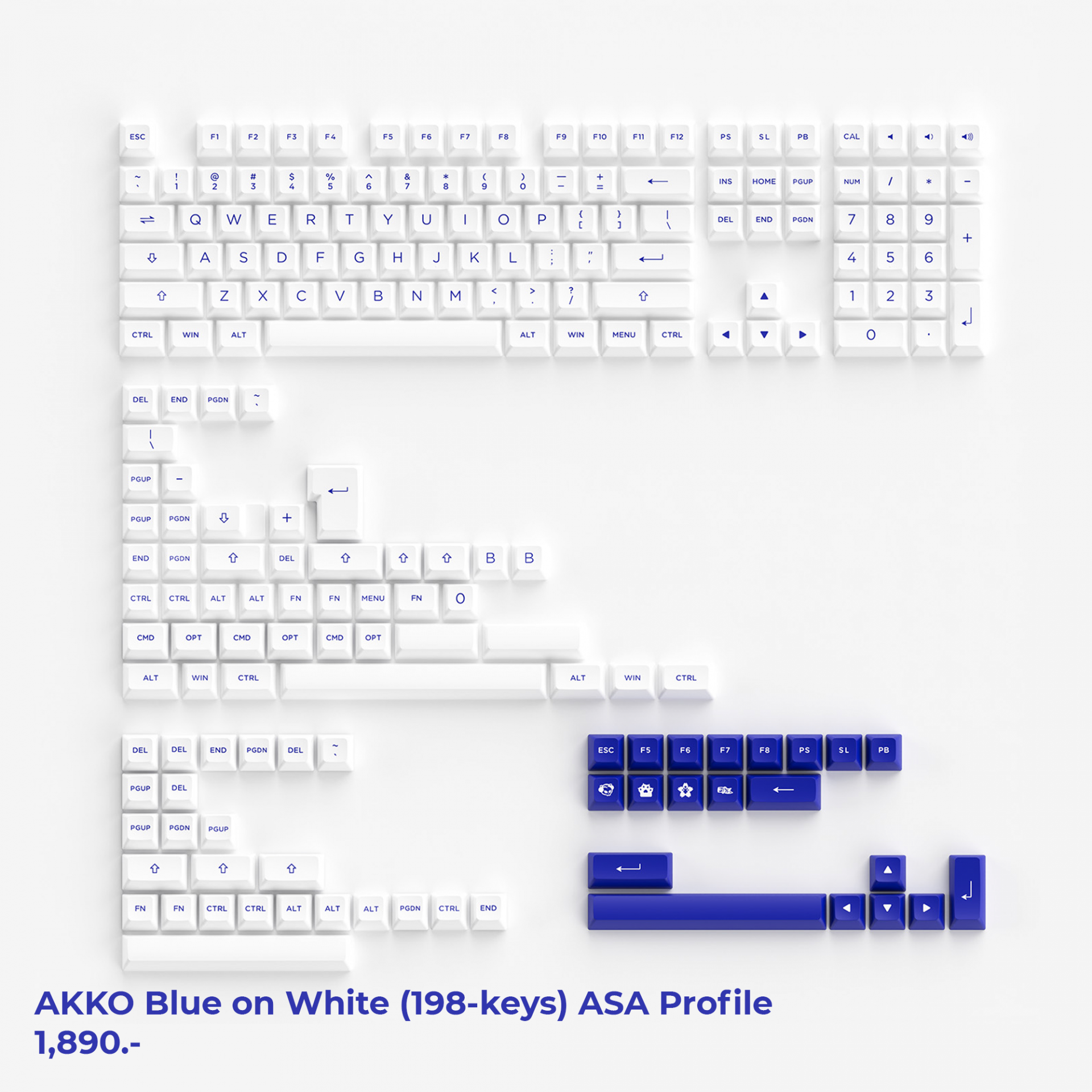 AKKO Blue on White - ASA Profile 198keys