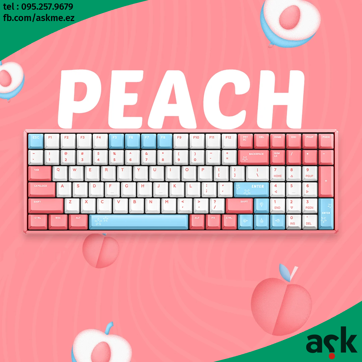 IQUNIX F96-Peach Wireless Mechanical Keyboard