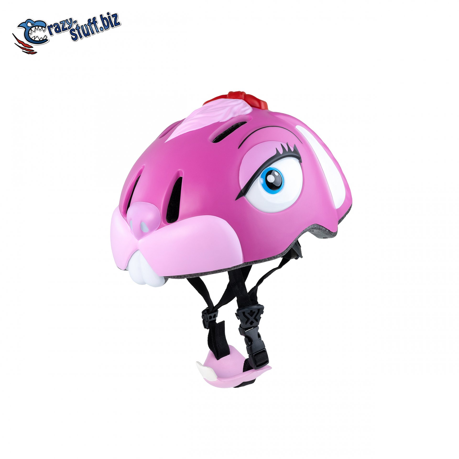 หมวกกันน็อคจักรยานสำหรับเด็ก Crazy Stuff ลายกระต่ายชมพู Pink Bunny (Size S 49-55cm)