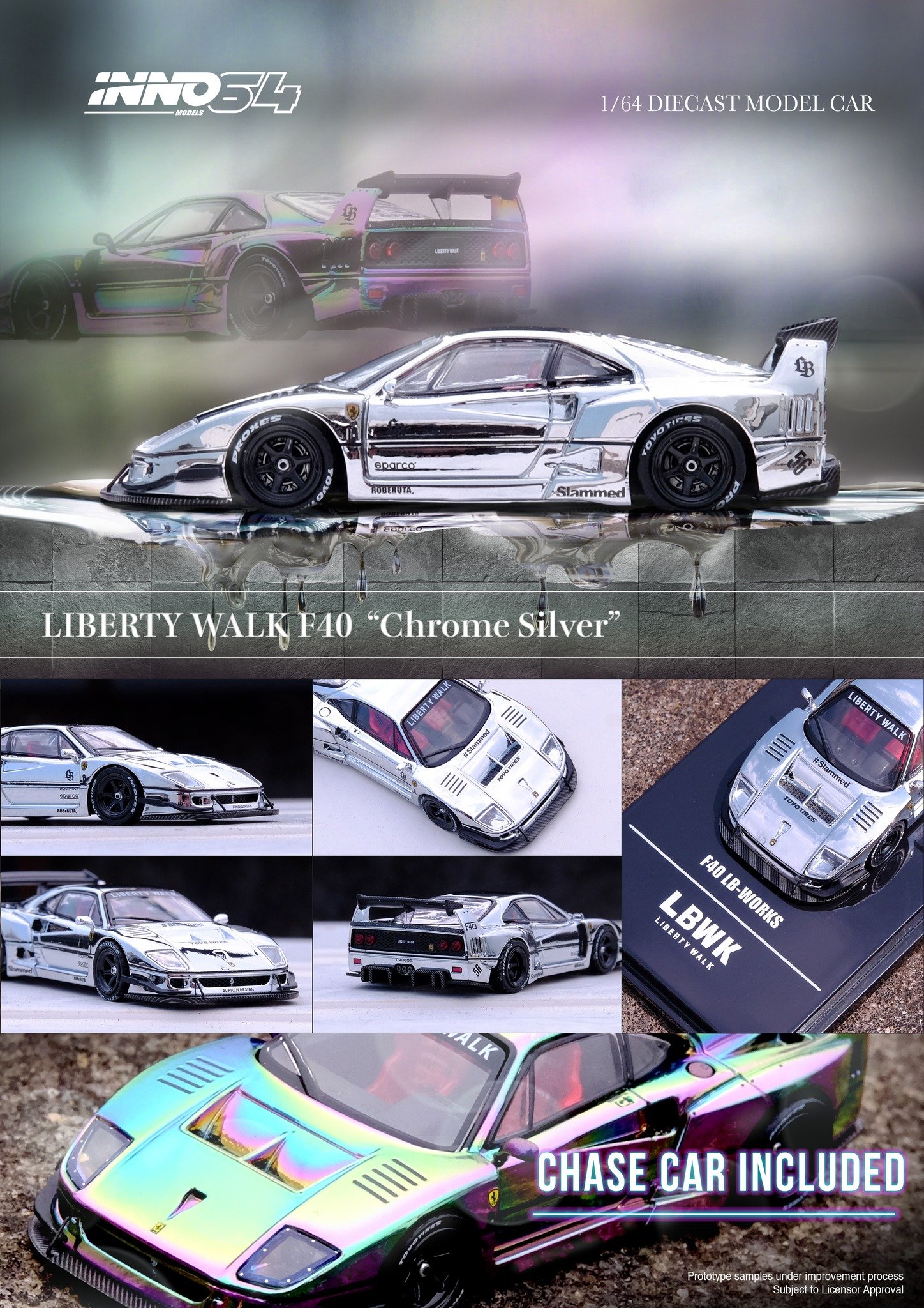 Finclassically LBWK F40 ミニカーセット LBWK F40 Silver Chrome