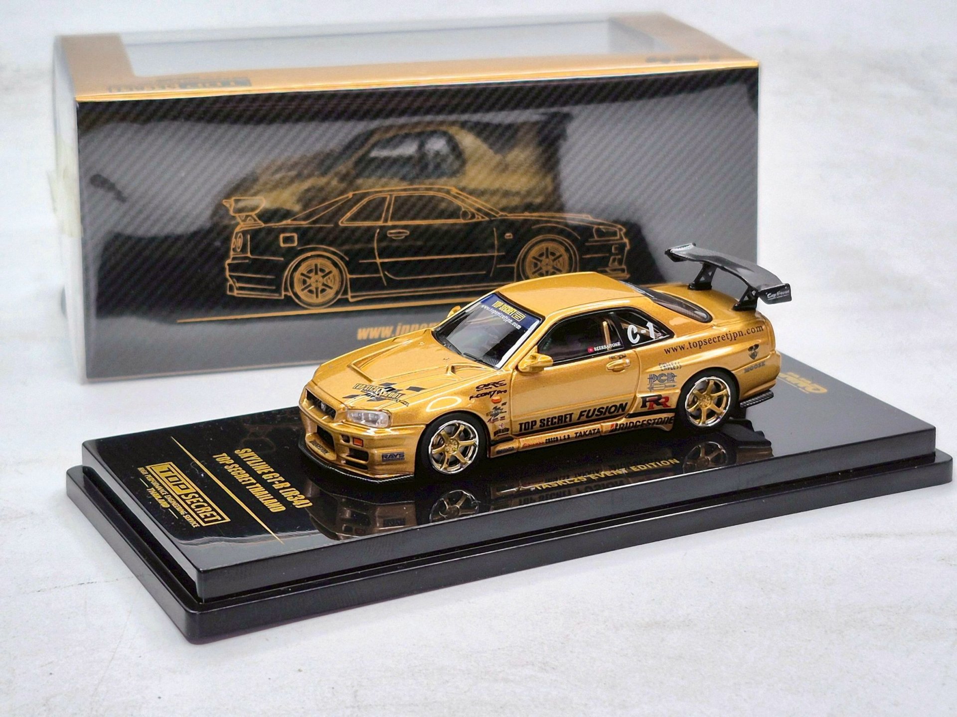 ミニカー INNO64 1/64 TOPSECRET TASUKI 25 Inno64 Nissan Skyline GT-R R34 Top Secret Thailand TAS KL25 รุ่น