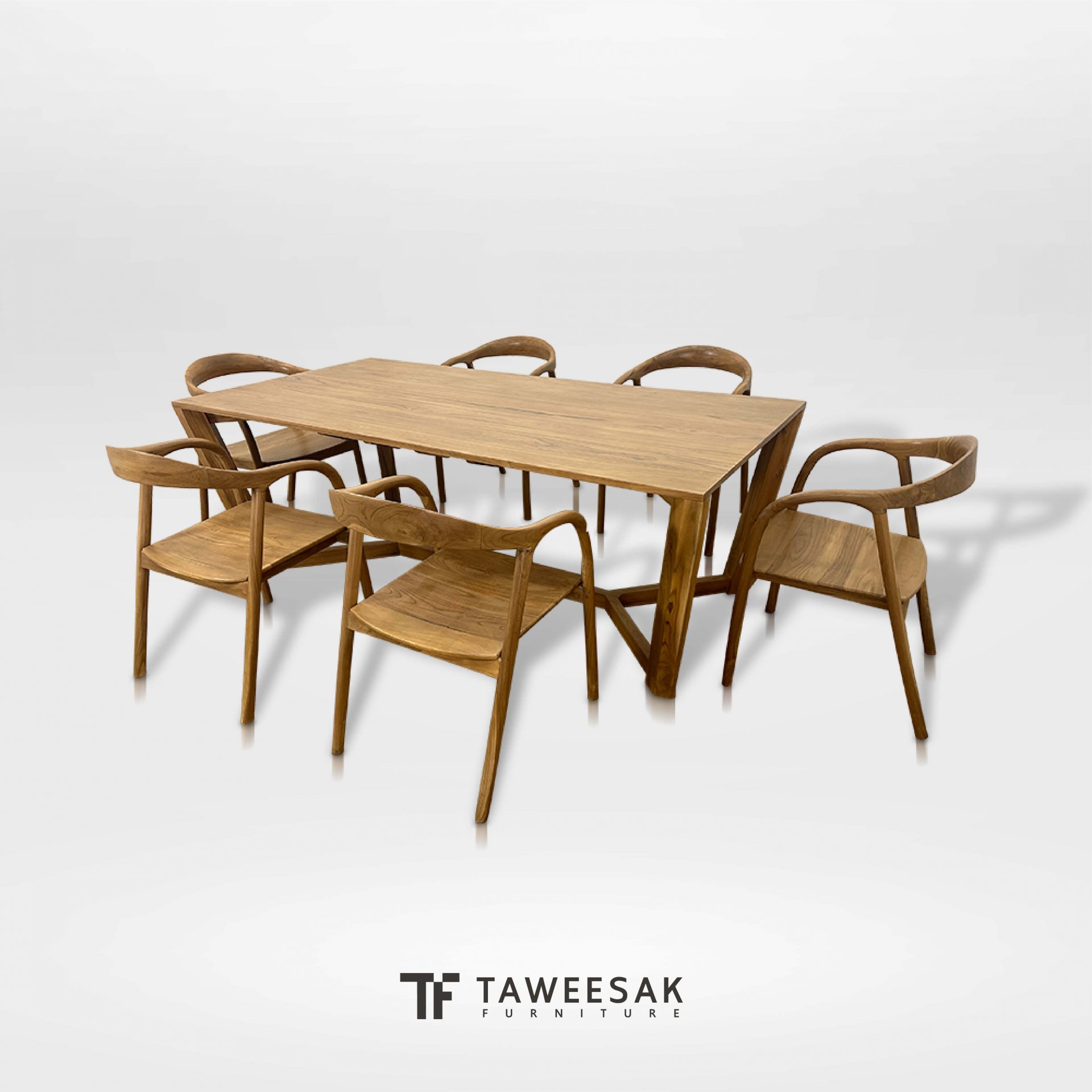 ชุดโต๊ะอาหารไม้สักแท้สไตล์โมเดิร์น DS162