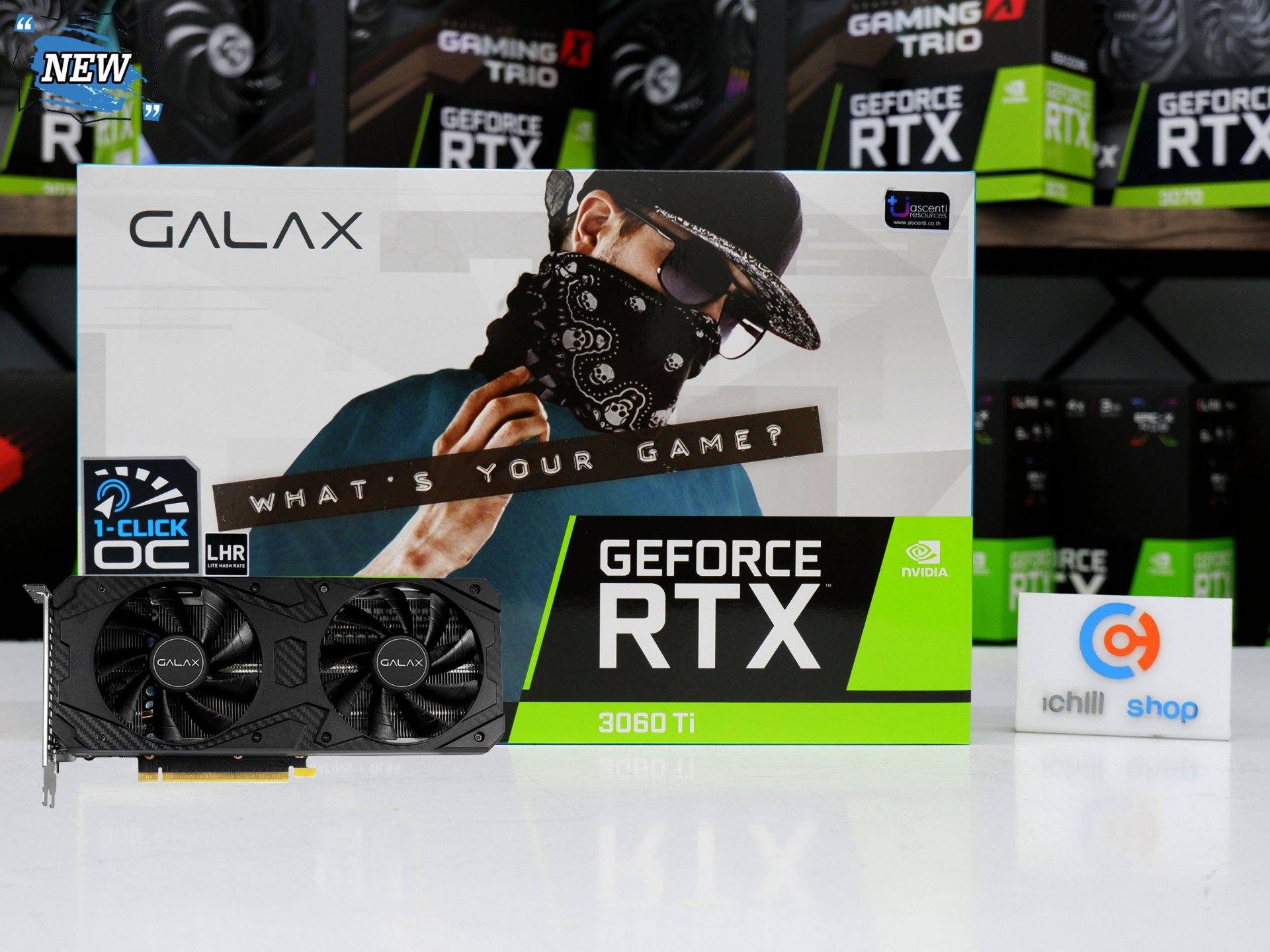 การ์ดจอ (VGA) GALAX RTX 3060TI 8GB 2F 1-CLCK OC LHR (ของใหม่) P11561