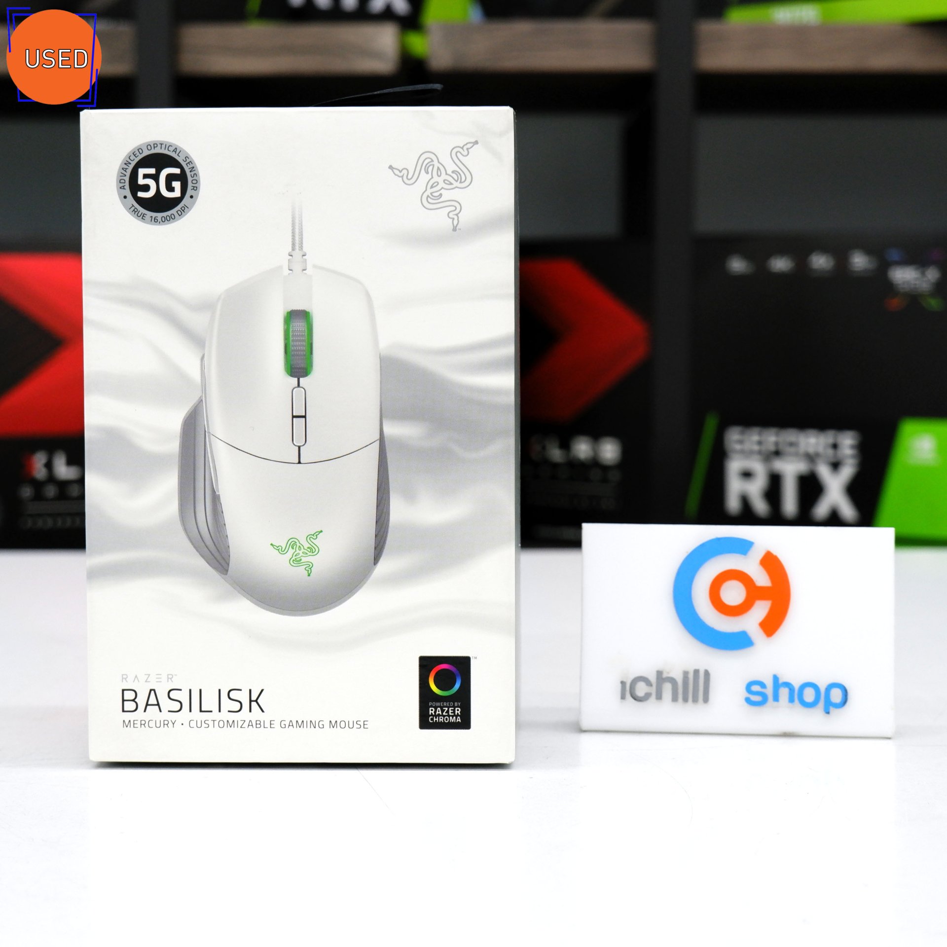 MOUSE (เมาส์) RAZER BASILISK MERCURY CUSTOMIZABLE GAMING MOUSE (WHITE) P11598