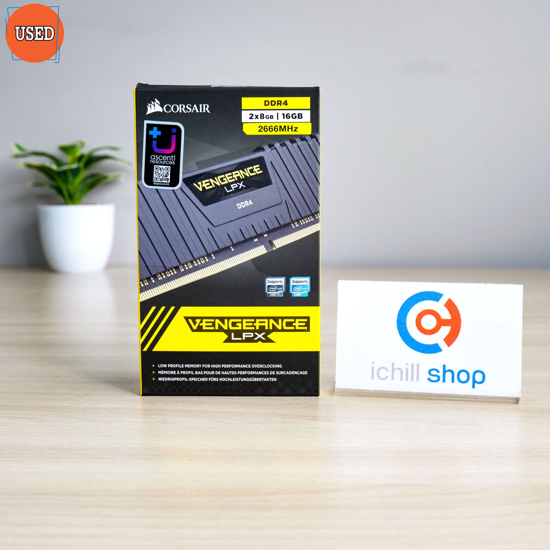 RAM (แรม) CORSAIR VENGEANCE LPX DDR4 16GB (8X2) 2666MHZ P12825