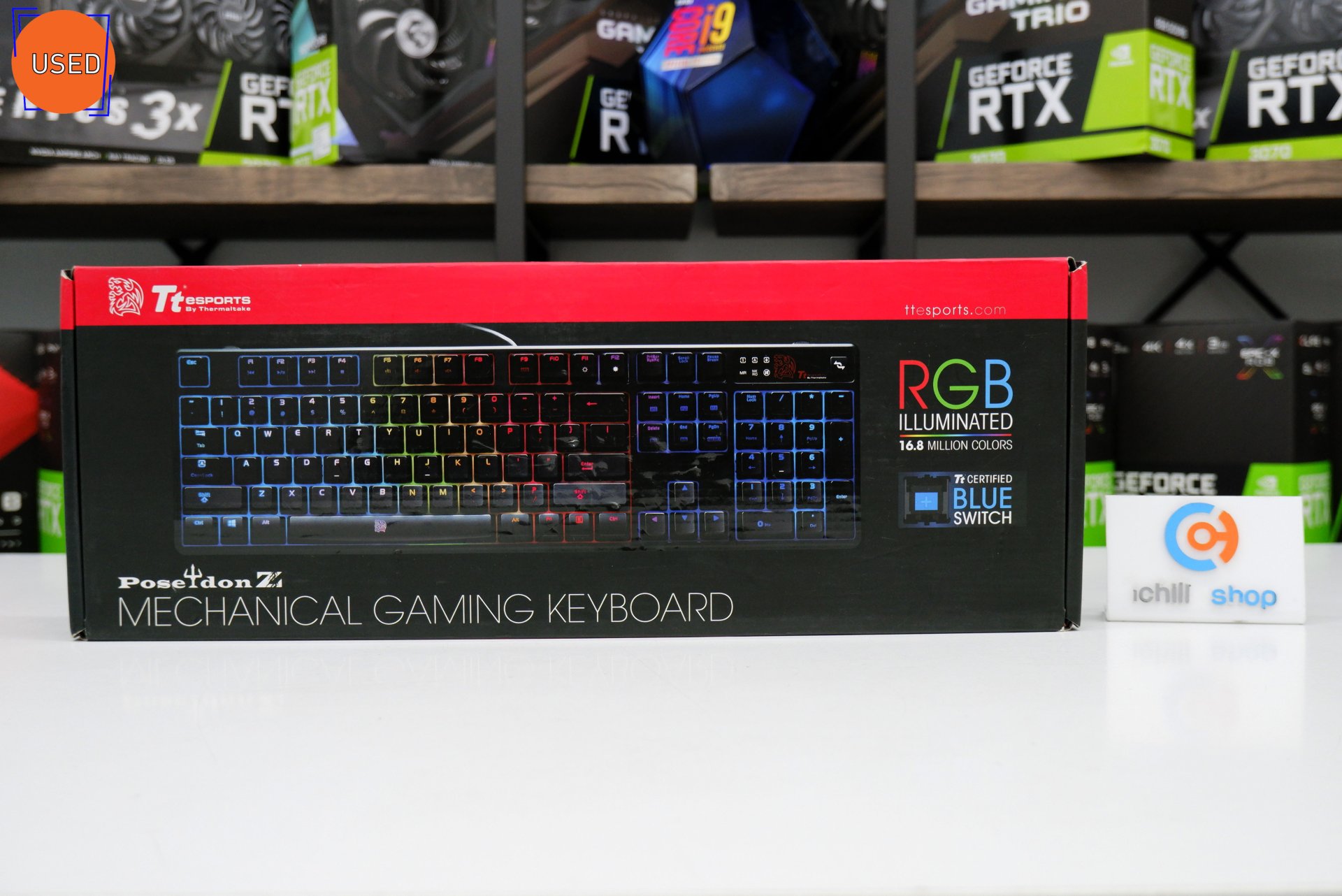 KEYBOARD (คีย์บอร์ด) THERMALTAKE POSEIDON Z MECHANICAL GAMING KEYBOARD (BLUE SWITCH) (แถมสติ๊กเกอร์ภาษาไทย) P11939