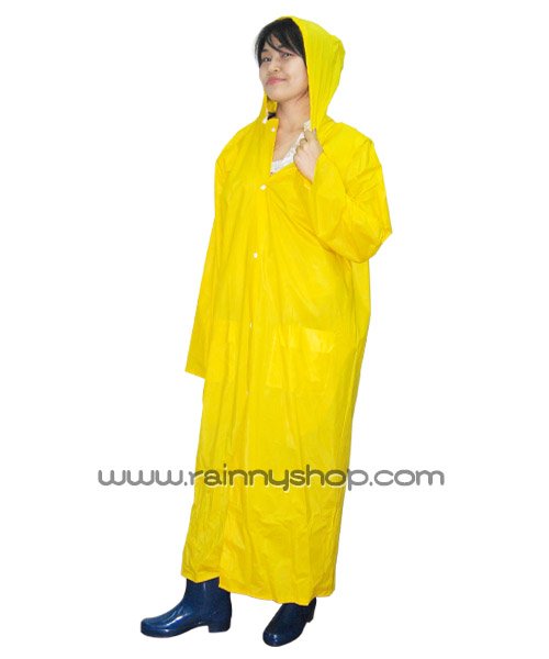 30-RG001yl เสื้อกันฝนผู้ใหญ่ สีเหลือง แบบผ่าหน้า