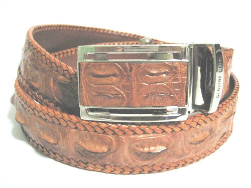 Handcrafted Weave Crocodile Belt with in Light Brown(Tan) Crocodile Leather  #CRM644B-05