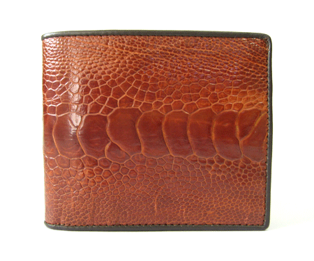 Genuine Leg Ostrich Leather Wallet in Light Brown Ostrich Skin  #OSM610W