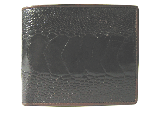 Genuine Black Ostrich Leg Skin Leather Wallet