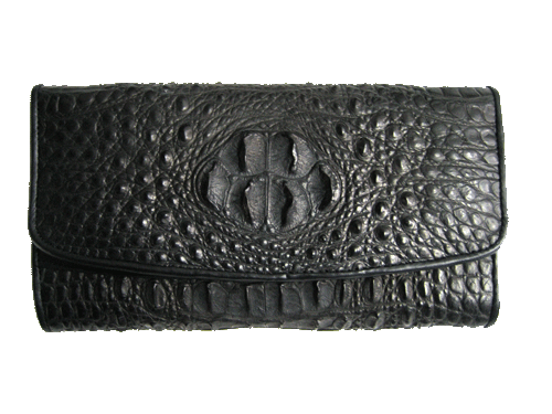 Ladies Crocodile Leather Clutch Wallet in Black Crocodile Skin  #CRW466W-09