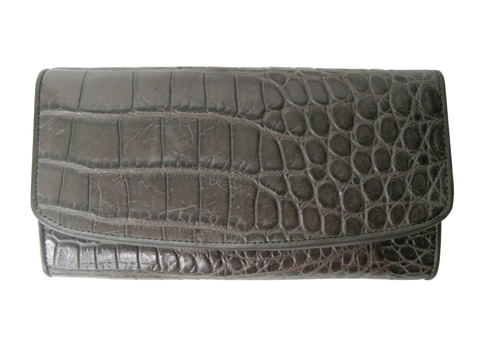 Ladies Belly Crocodile Leather Clutch Wallet in Chocolate Brown Crocodile Skin #CRW468W
