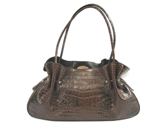 Genuine Belly Crocodile Shoulder Bag in Dark Brown Crocodile Leather #CRW221H-04