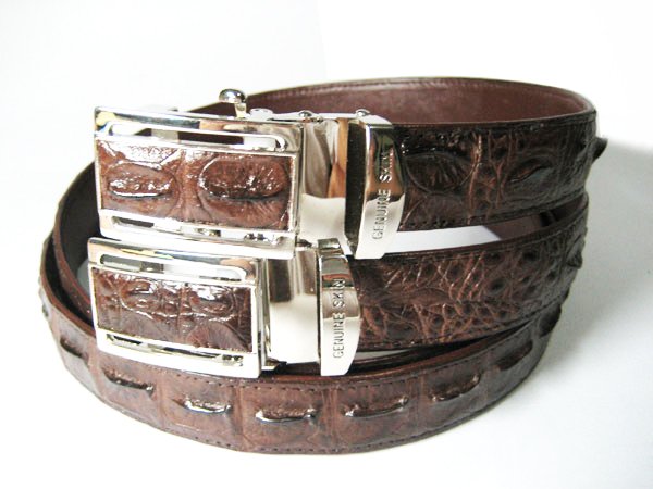 LOT 2 Men Genuine Crocodile Belt in Dark Brown Crocodile Leather  #CRM638B-06