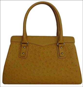 Yellow Ostrich Genuine Leather Skin Women's Handbag 