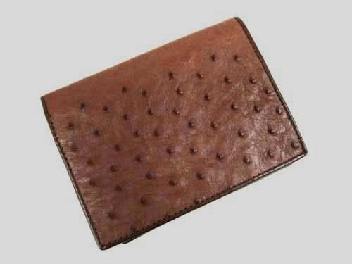Genuine Ostrich Leather Wallet in Dark Brown Ostrich Skin  #OSM616W