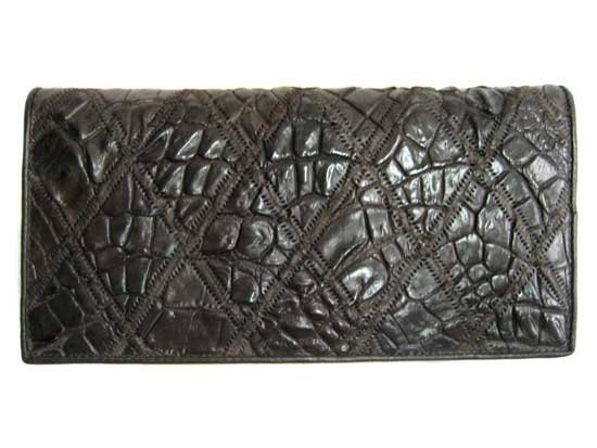 Ladies Crocodile Leather Passport Wallet in Chocolate Brown Crocodile Skin  #CRW459W-10
