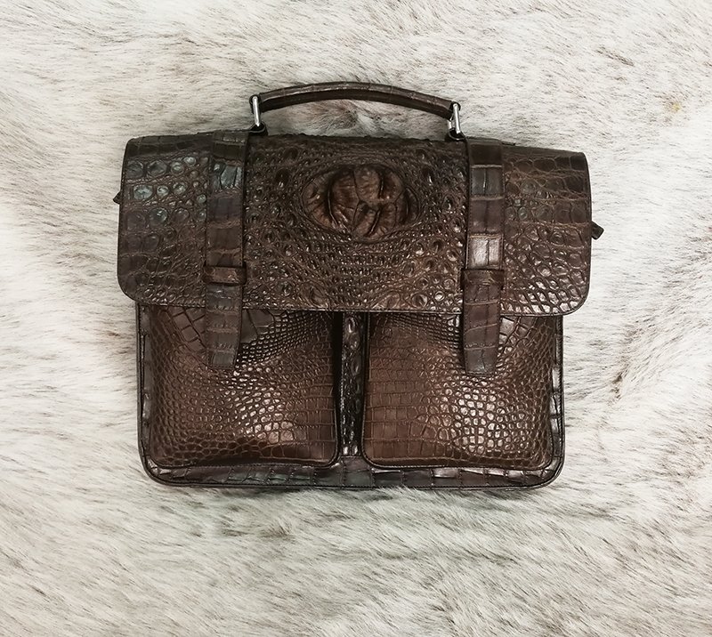 Brown Alligator Leather Golf Bag - Real Leather Studio