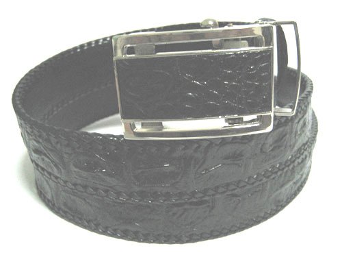 Handcrafted Weave Crocodile Belt with in Black Crocodile Leather  #CRM644B-02
