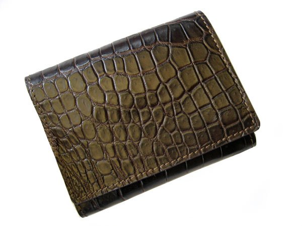 Genuine Belly Crocodile Leather Credit Card Wallet in Chocolate Brown Crocodile Skin  #CRM454W-01