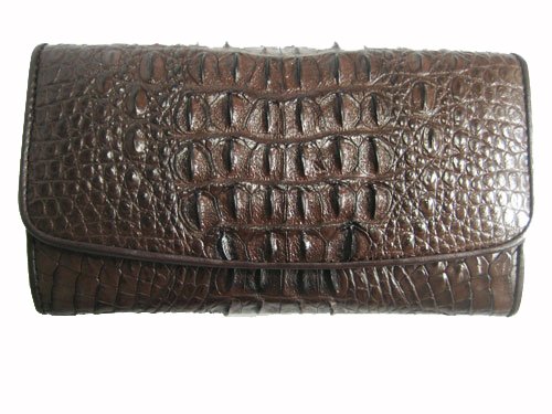Ladies Crocodile Leather Clutch Wallet in Dark Brown Crocodile Skin  #CRW467W-03