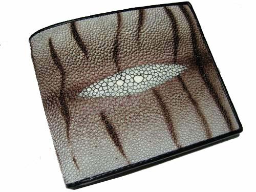 Genuine Stingray Leather Wallet in Grey Tiger Stripes #STW487W