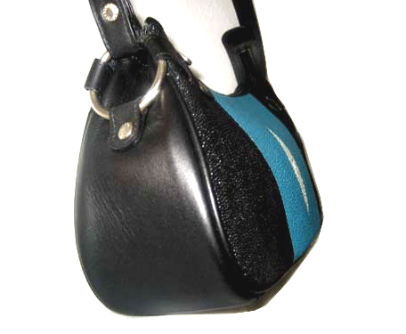 Genuine Stingray Leather Handbag in BLUE Stingray Skin  #STW365H-BLU