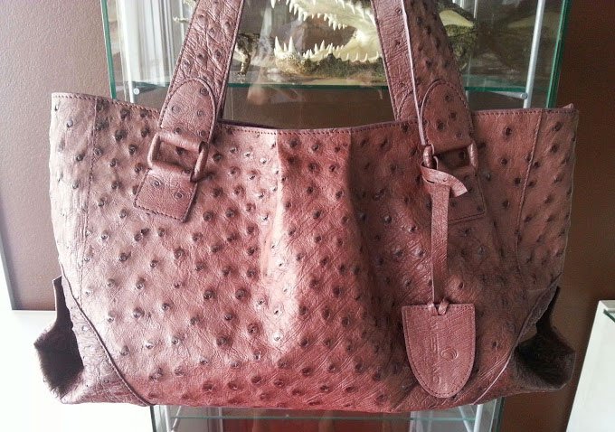 Fashion Ostrich Croc Tote With Bag (Colors: Black, Brown, Pink