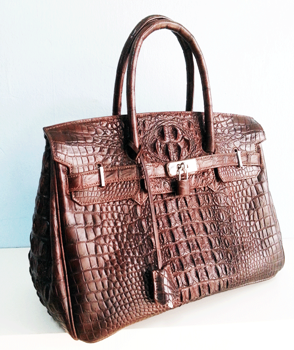 Genuine Crocodile Tote Bag/ Handbag in Black Crocodile Skin # CODE:  CRW0218H-02-BL