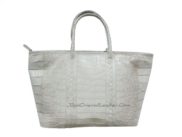 Luxury Genuine Crocodile Tote Bag/Handbag in Himalayan Natural White Colour  Crocodile Skin #CRW214H-WHI-30CM