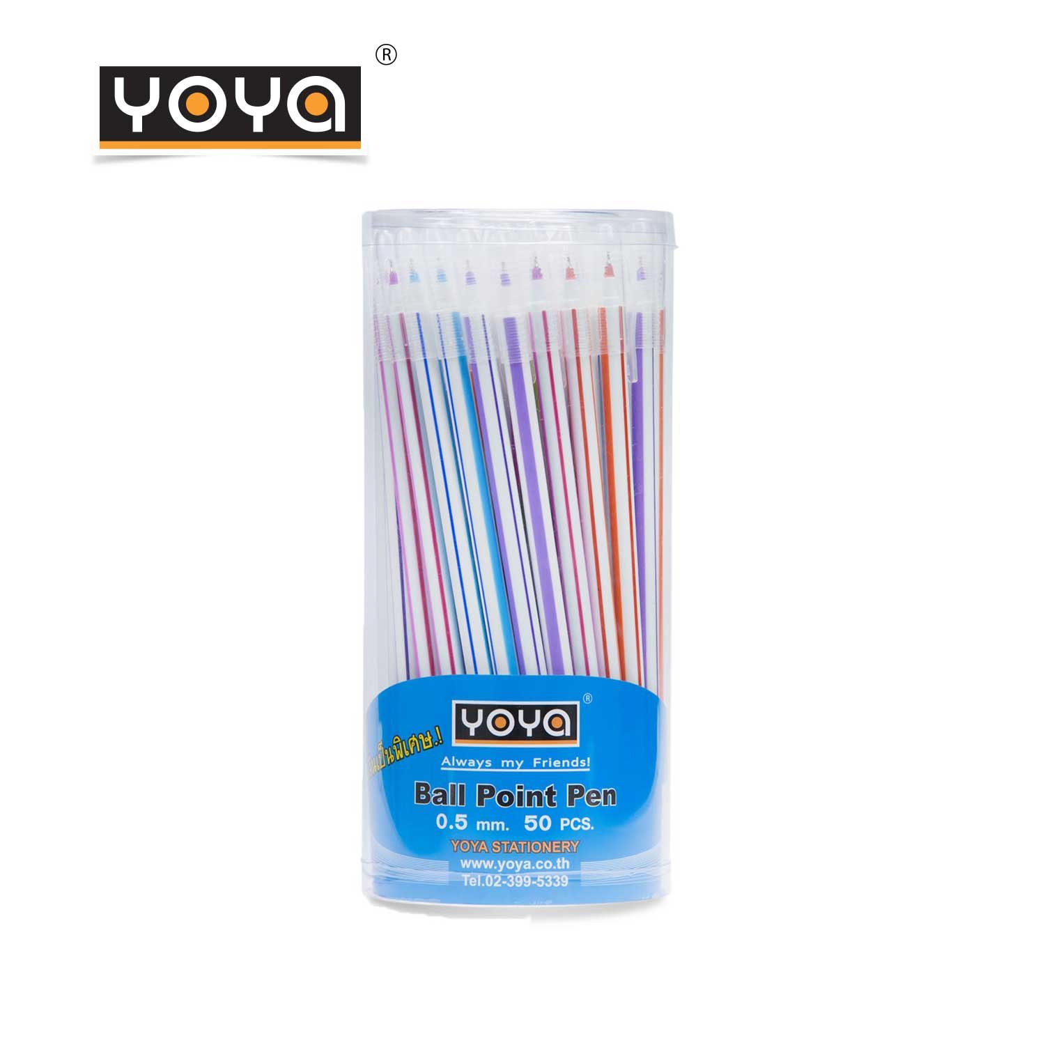YOYA 0.5 mm Gello Pen-Long Handle Pack 50 : No.1301 / Blue-Red Ink