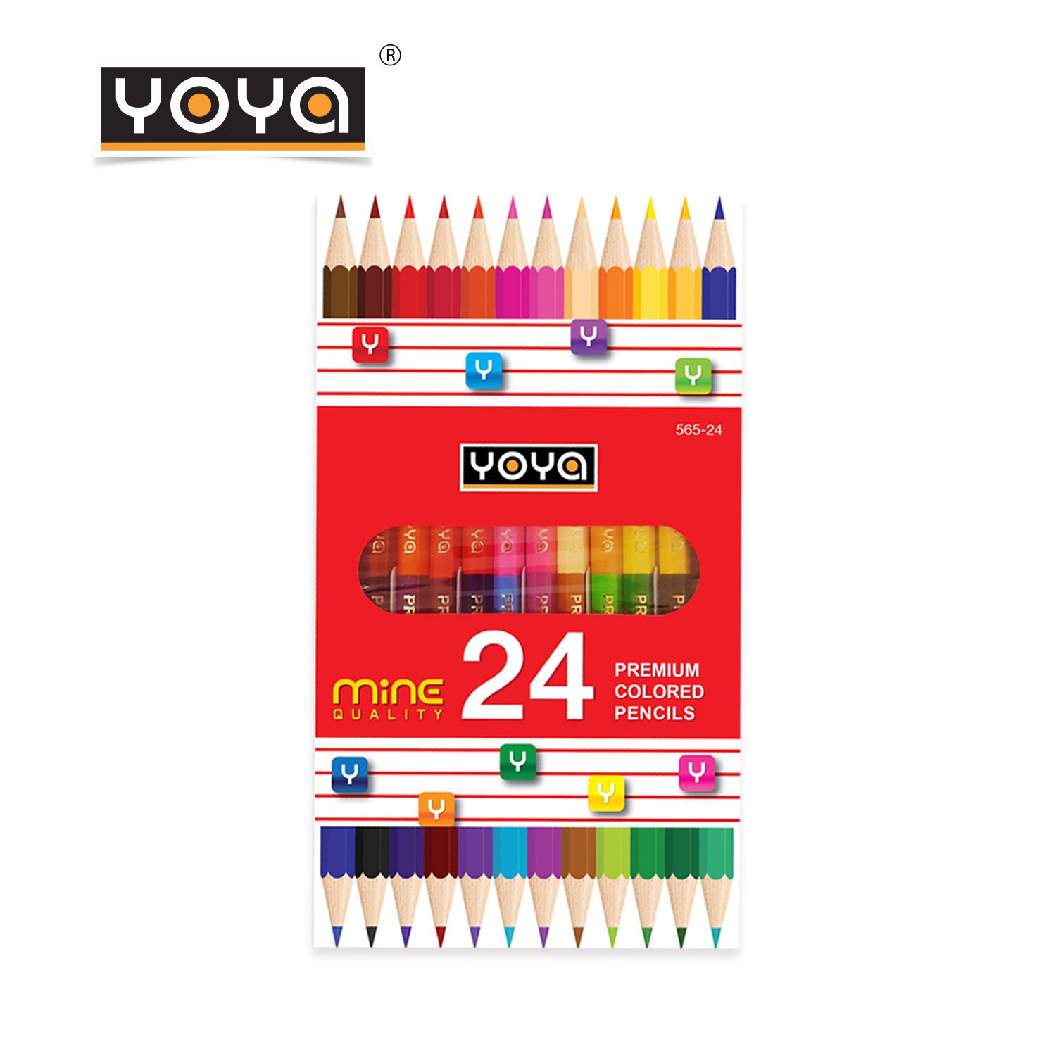YOYA  สีไม้ 24 สี 12 แท่ง คุณภาพเยี่ยม Mine Quality รุ่น 565-24