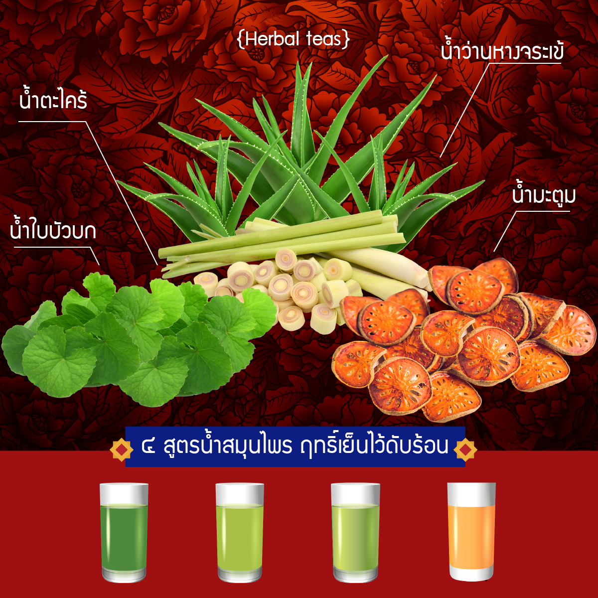 สูตรน้ำสมุนไพร ฤทธิ์เย็นไว้ดับร้อน
