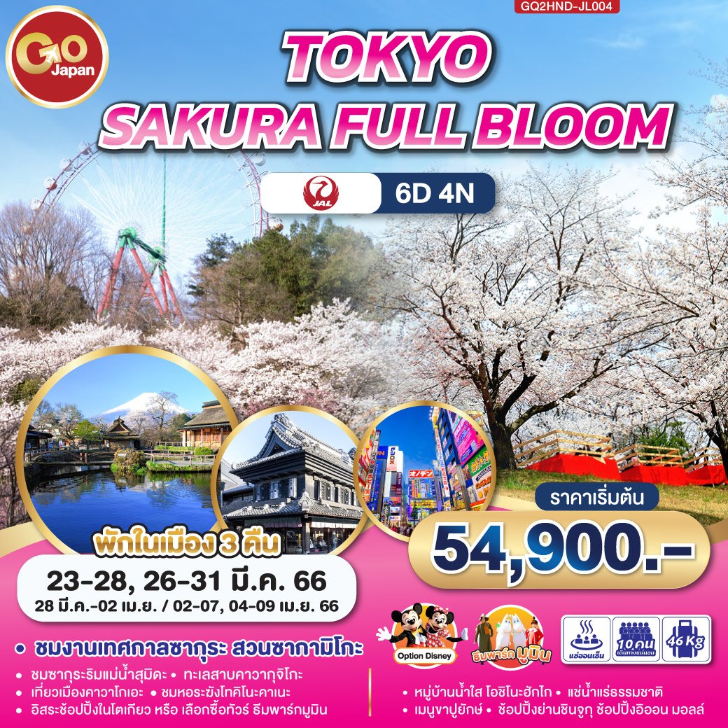 ทัวร์ญี่ปุ่น : TOKYO SAKURA FULL BLOOM 6D4N