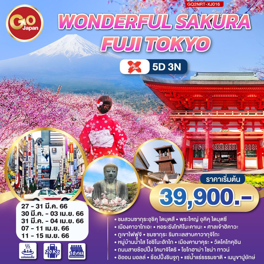 ทัวร์ญี่ปุ่น : WONDERFUL SAKURA FUJI TOKYO 5D 3N