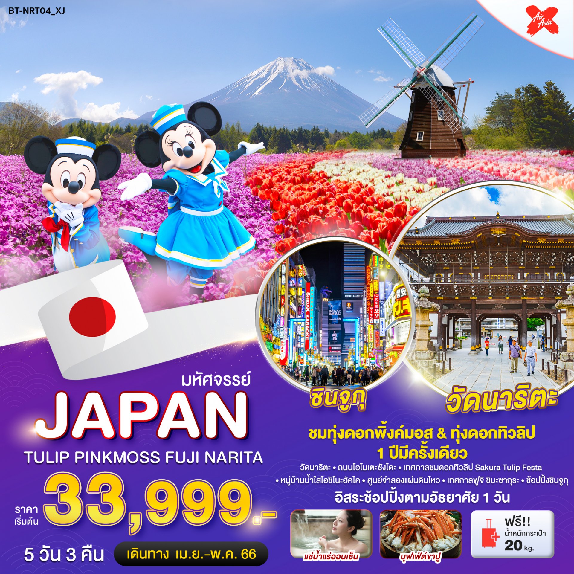 ทัวร์ญี่ปุ่น : มหัศจรรย์...JAPAN TULIP PINKMOSS ฟูจิ นาริตะ 5 วัน 3 คืน