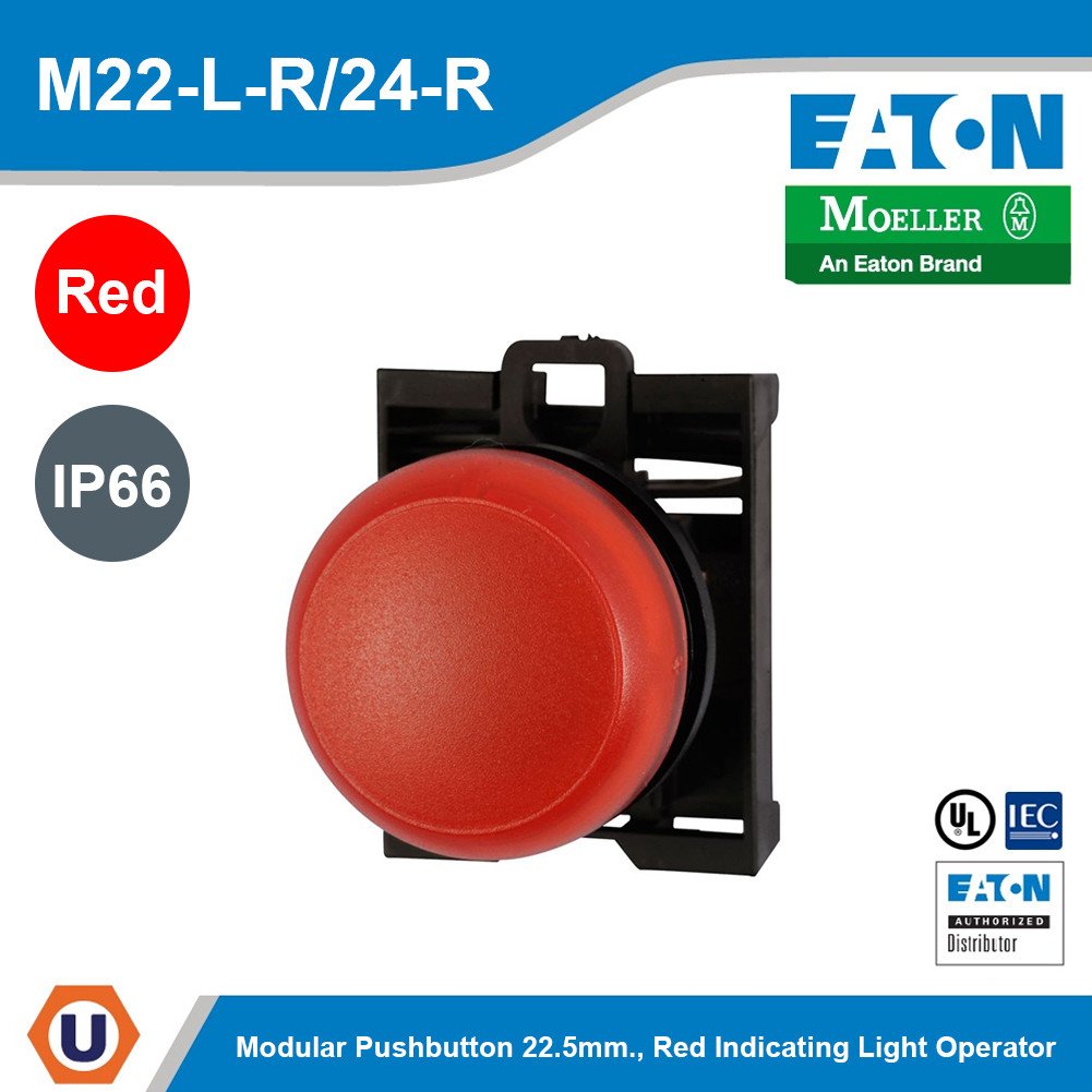 EATON M22 Modular Pushbutton 22.5mm. Red Indicating Light Operator IP66 ...