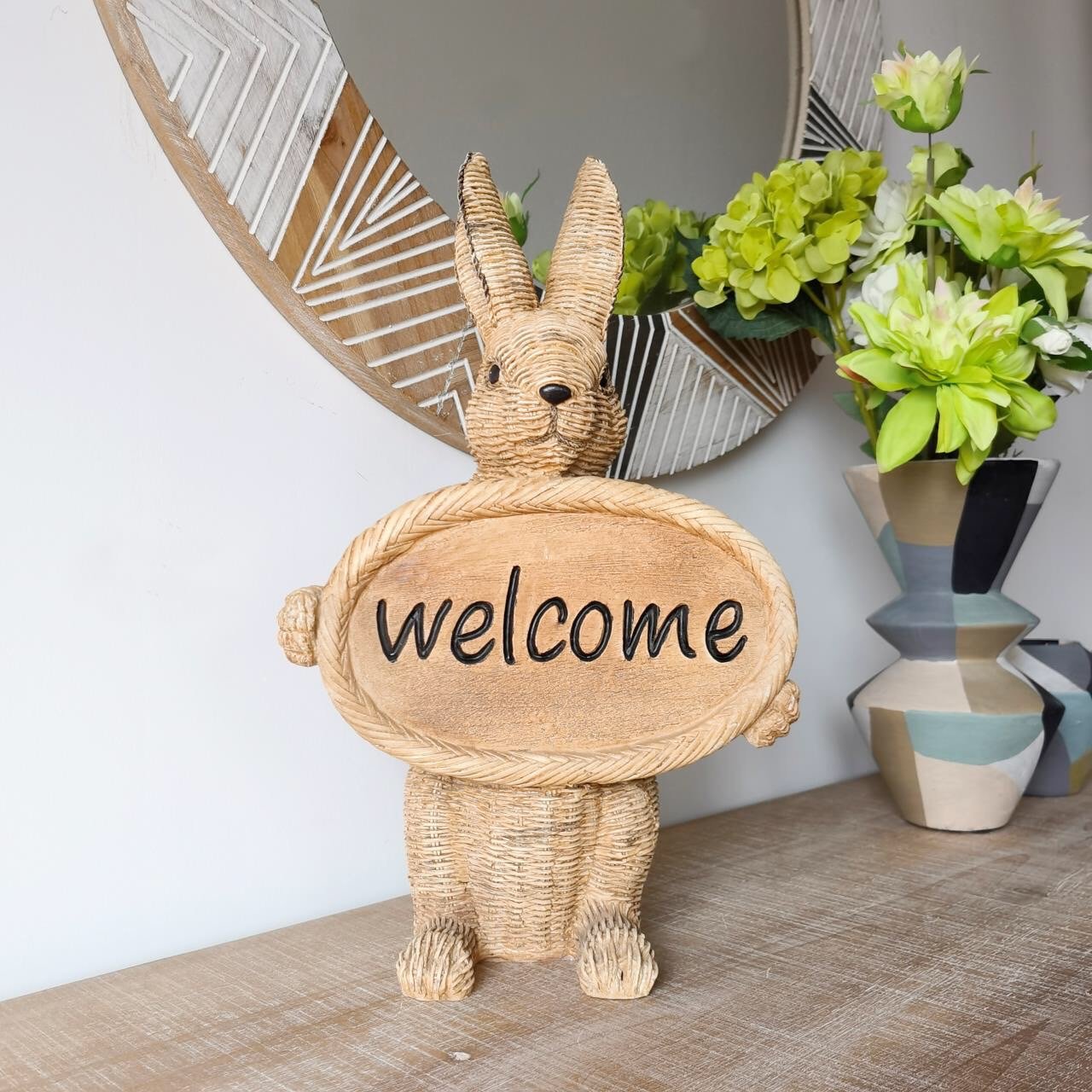 Resin Rabbit Welcome Sign