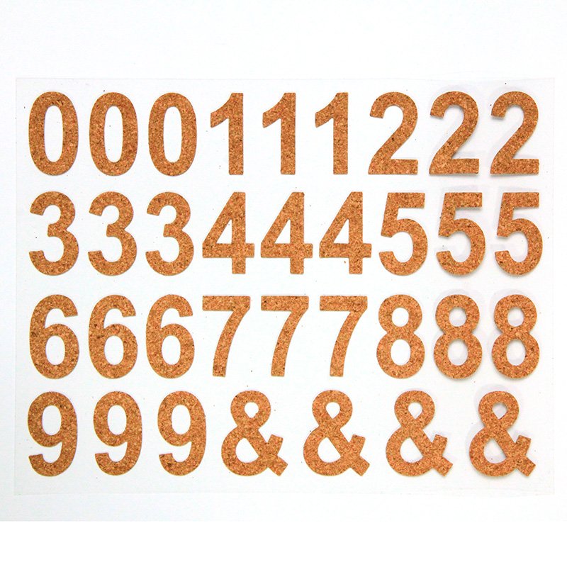 Number Cork Label Sticker / Set of 34
