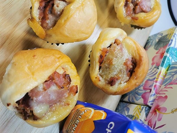 ขนมปังแฮมหมูหยองมาโย ขนมปังแฮมหมูหยองมาโย