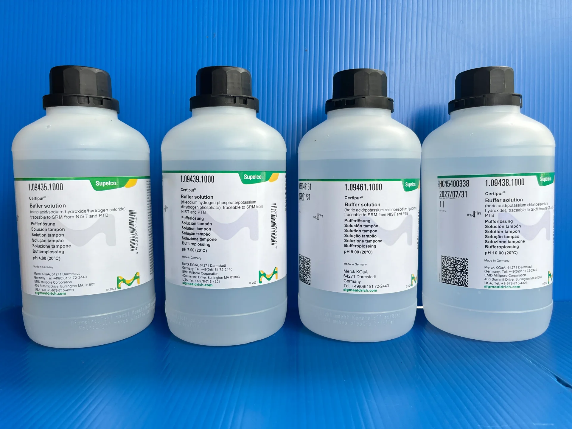 Buffer solution, pH 4,7,9,10 at 20C, 1L., 