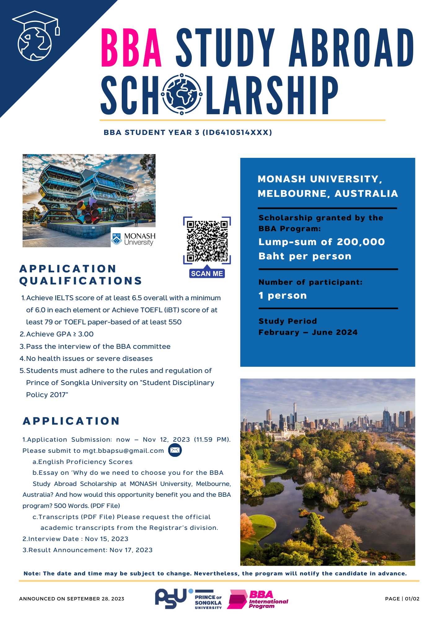 BBA Study Abroad Scholarship - Australia 2023 (ID64) 
