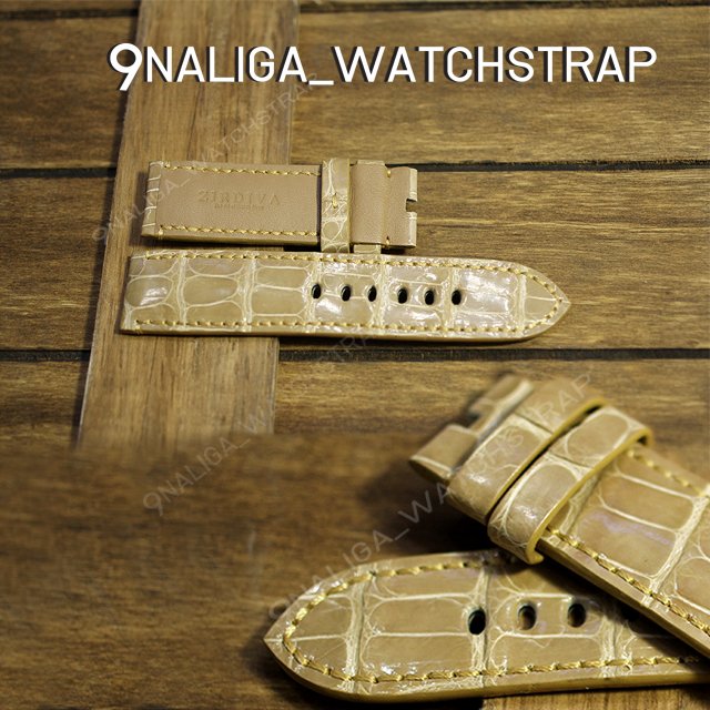 PAM 44 mm Crocodile gloss watch strap  สายหนังจรเข้ สีคลาสสิค สุดหรู แบรนด์ ZIRDIVA