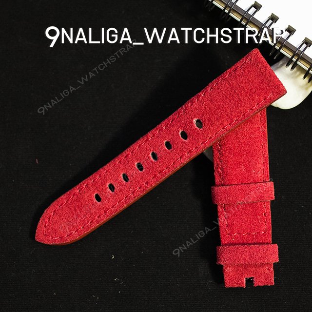 Cow suede red colour. 22/20mm 120/75 mm  Panerai strap limited edition by ZIRDIVA
