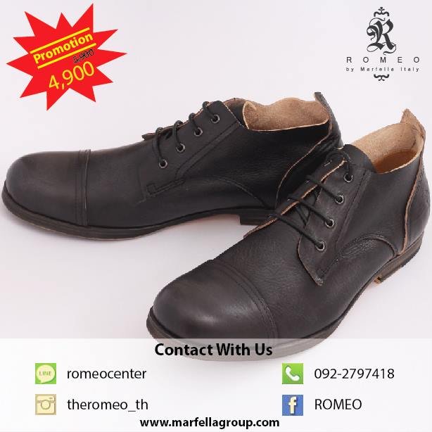 Romeo Leather Shoes BLACK รองเท้าหนังแท้สีดำ Design หรู สบาย ทนทาน ใส่แล้วหล่อ ไซด์ขนาด 40-45
