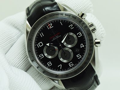 Omega Speedmaster GMT Co-Axial หน้าดำ อาราบิก จับเวลา Steel สายหนัง Size Man (นาฬิกามือสอง,นาฬิกาOmegaมือสอง)