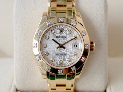 Rolex Pearl Master Yellow Gold หน้าคอม เพชรใน ขอบกระจาย เรือนทองคำ สภาพสวย  Size Lady (นาฬิกามือสอง,นาฬิกาRolexมือสอง)