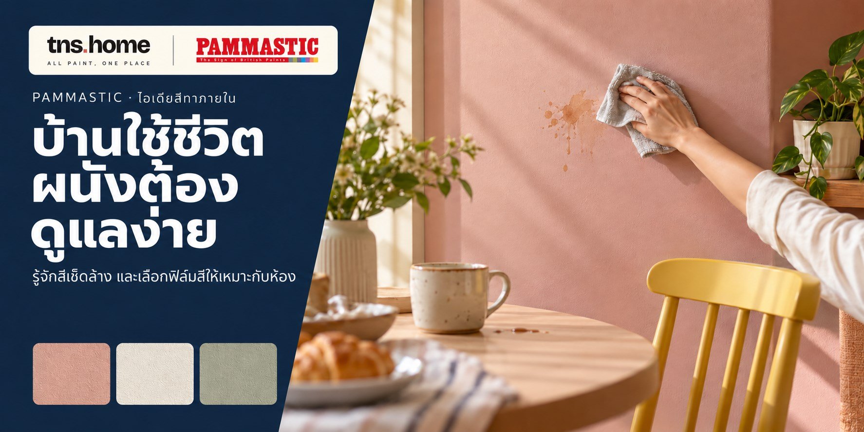 Pammastic เลือกสีทาภายในเช็ดล้างและฟิล์มสีให้เหมาะกับห้อง TNS HOME