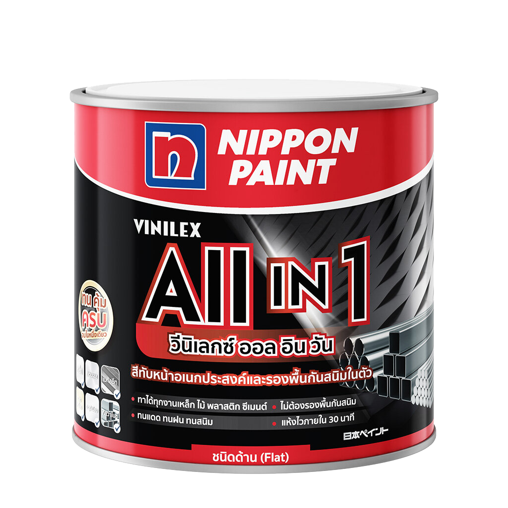 ภาพบรรจุภัณฑ์ Nippon Paint Vinilex All in 1 Matt สำหรับตรวจชื่อรุ่นก่อนเลือกซื้อ