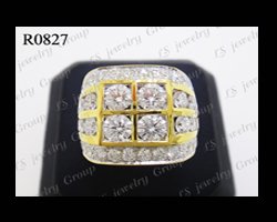 แหวนเพชรชาย 4 แถว (Diamonds Ring) เพชร Heart&Arrow - Russian Cut
